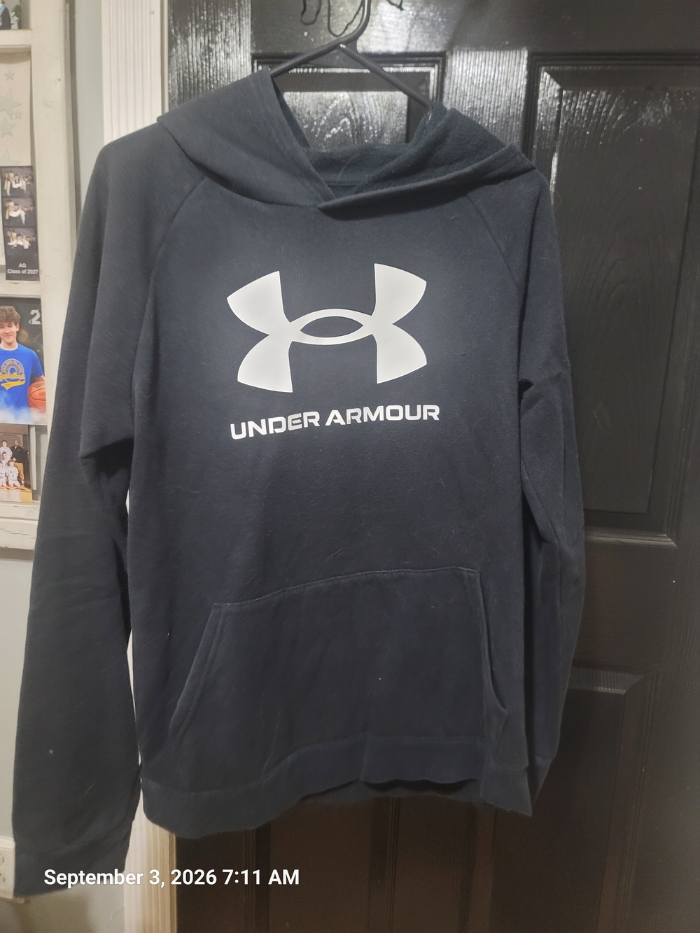 Under Armour Black Hoodie with White Logo - Kids Sweatshirt